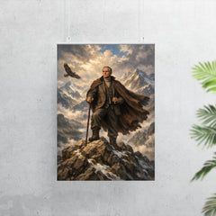 Julius Evola atop alpine crags poster 7