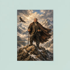 Julius Evola atop alpine crags poster 8