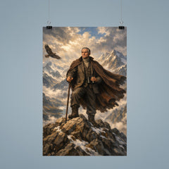 Julius Evola atop alpine crags poster 9