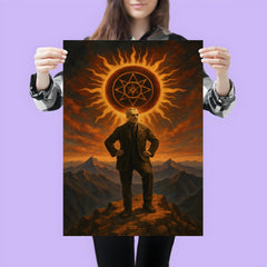 Julius Evola atop mountain with occult sun poster 3