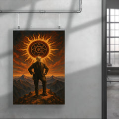 Julius Evola atop mountain with occult sun poster 4
