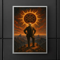 Julius Evola atop mountain with occult sun poster 5