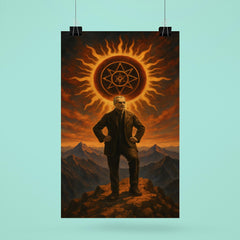Julius Evola atop mountain with occult sun poster 6