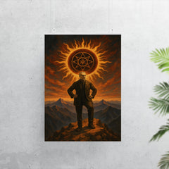 Julius Evola atop mountain with occult sun poster 7