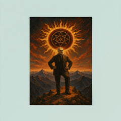 Julius Evola atop mountain with occult sun poster 8