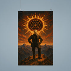 Julius Evola atop mountain with occult sun poster 9