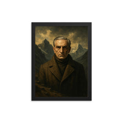 Julius Evola mountain austerity portrait framed print on a plain backdrop in size 12"x16".