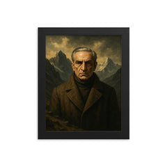 Julius Evola mountain austerity portrait framed print on a plain backdrop in size 8"x10".