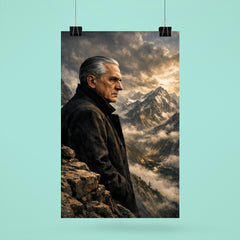 Julius Evola on mountain ledge severe profile poster 6