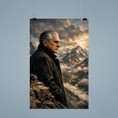 Julius Evola on mountain ledge severe profile poster 9