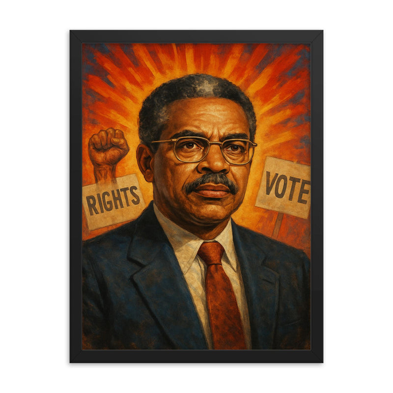 Julius L Chambers framed print on a plain backdrop in size 18