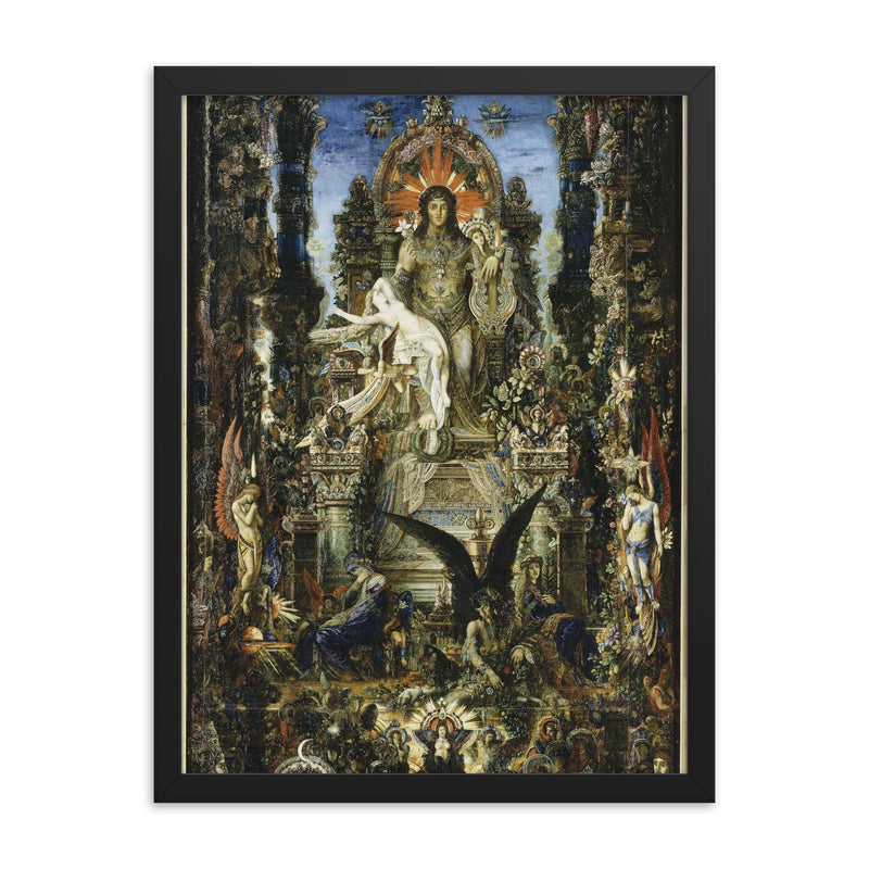 Jupiter and Semele by Gustave Moreau framed print on a plain backdrop in size 18