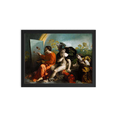 Jupiter, Mercury and Virtue Painting by Dosso Dossi framed print on a plain backdrop in size 12"x16".