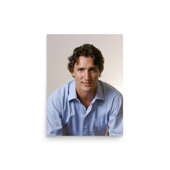 Justin Trudeau poster on a plain backdrop in size 12"x16".