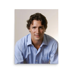 Justin Trudeau poster on a plain backdrop in size 16"x20".