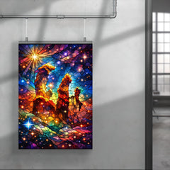 JWST Pillars of Creation in stained glass color poster 4