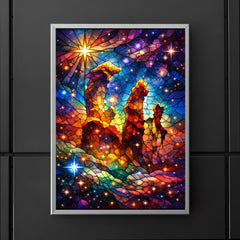 JWST Pillars of Creation in stained glass color poster 5