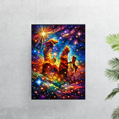 JWST Pillars of Creation in stained glass color poster 7