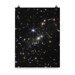 JWST SMACS 0723 First Deep Field 2022 poster on a plain backdrop in size 8"x10".