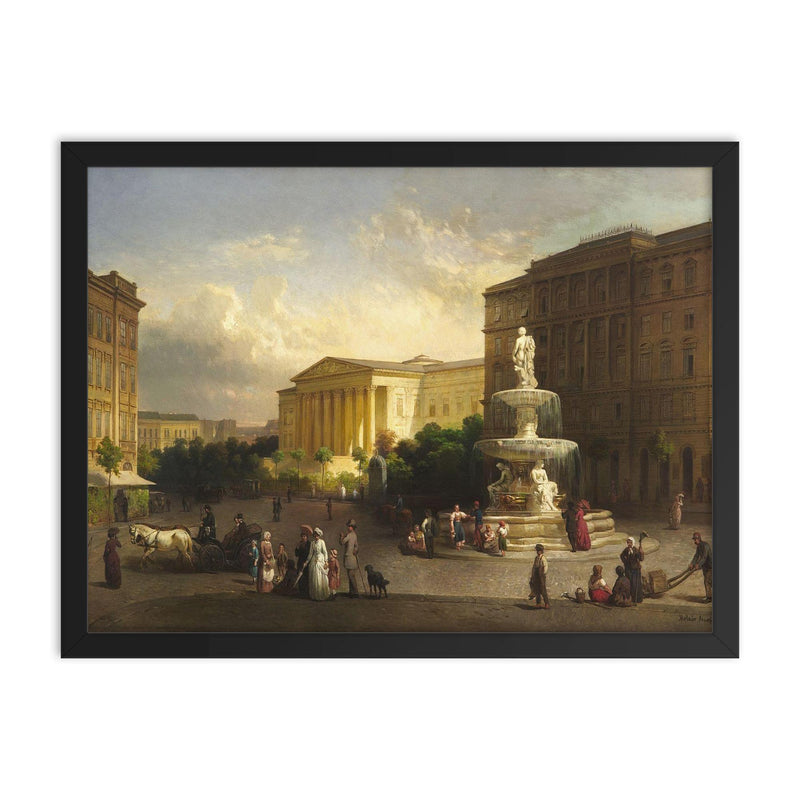 Kálvin tér, Budapest by József Molnár framed print on a plain backdrop in size 18