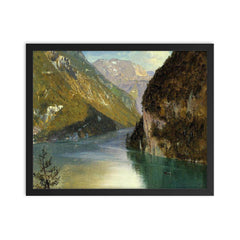 Königssee, Bavaria by Frederick Edwin Church, 1859 framed print on a plain backdrop in size 16"x20".