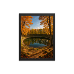 Kaali Meteorite Craters Estonia framed print on a plain backdrop in size 12"x16".