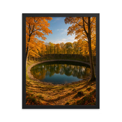 Kaali Meteorite Craters Estonia framed print on a plain backdrop in size 16"x20".
