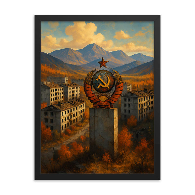 Kadykchan Soviet Town Russia framed print on a plain backdrop in size 18