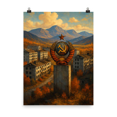 Kadykchan Soviet Town Russia poster on a plain backdrop in size 8"x10".