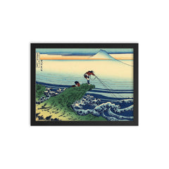 Kajikazawa in Kai Province by Hokusai framed print on a plain backdrop in size 12"x16".