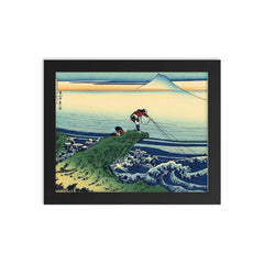 Kajikazawa in Kai Province by Hokusai framed print on a plain backdrop in size 8"x10".