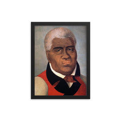 Kamehameha I framed print on a plain backdrop in size 12"x16".