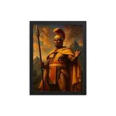 Kamehameha I framed print on a plain backdrop in size 12"x16".