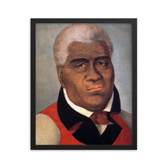 Kamehameha I framed print on a plain backdrop in size 16"x20".
