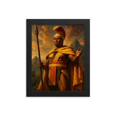 Kamehameha I framed print on a plain backdrop in size 8"x10".