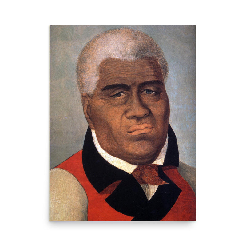 Kamehameha I poster on a plain backdrop in size 18