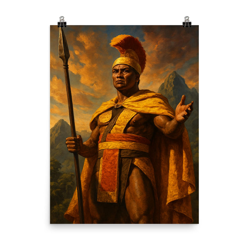 Kamehameha I poster on a plain backdrop in size 8