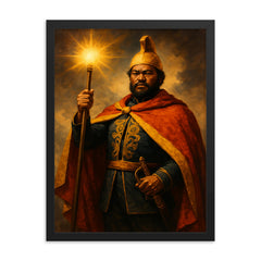 Kamehameha III framed print on a plain backdrop in size 18"x24".