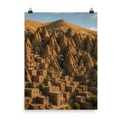 Kandovan Rock Village Iran poster on a plain backdrop in size 8"x10".