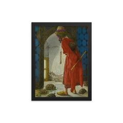 Kaplumbağa Terbiyecisi by Osman Hamdi Bey, 1906 framed print on a plain backdrop in size 12"x16".