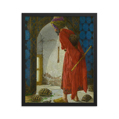Kaplumbağa Terbiyecisi by Osman Hamdi Bey, 1906 framed print on a plain backdrop in size 16"x20".