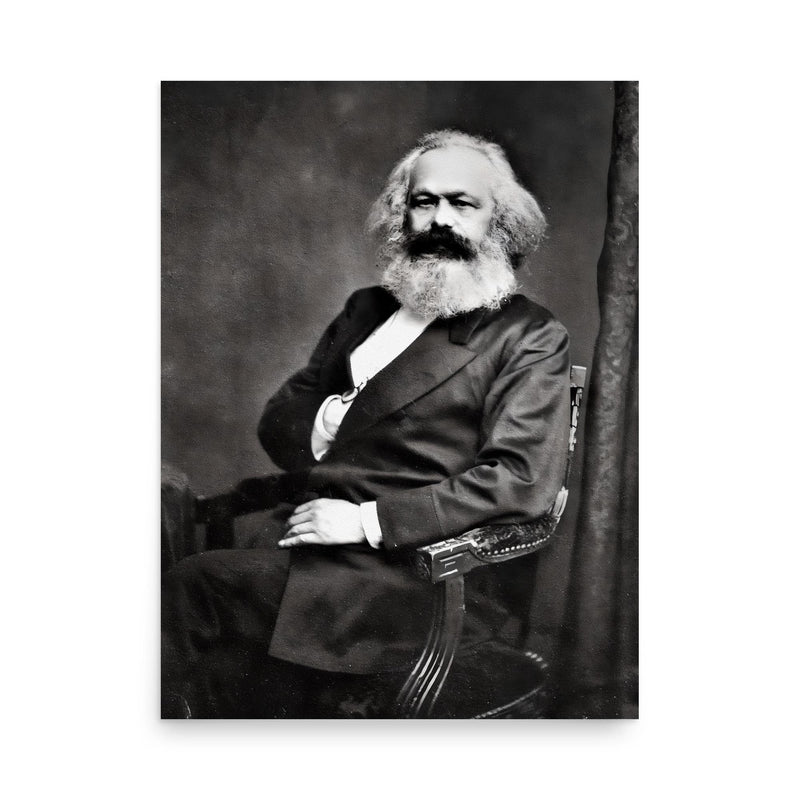 Karl Marx poster on a plain backdrop in size 18