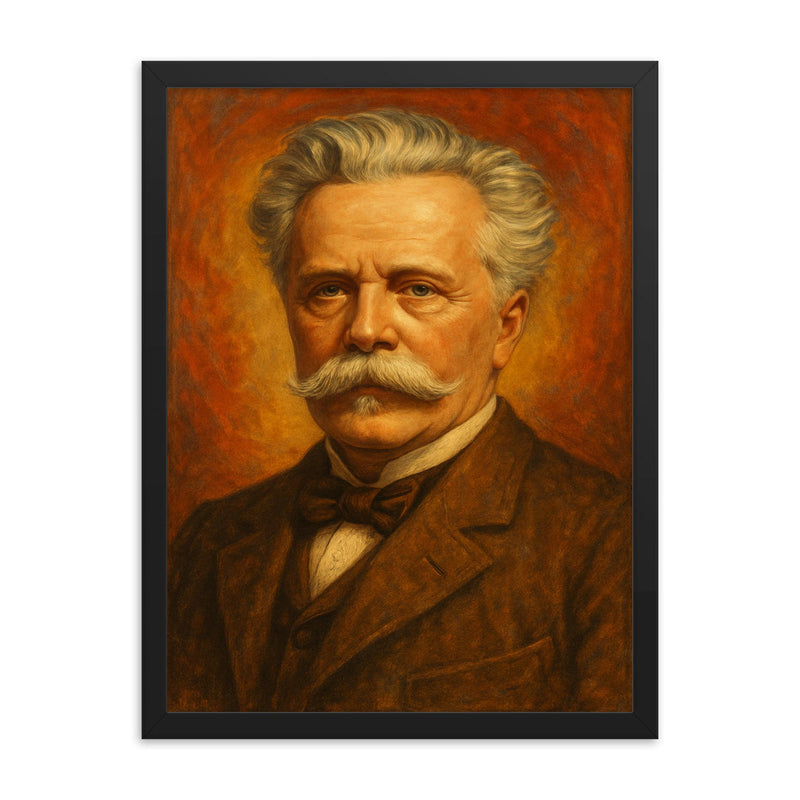 Karl May framed print on a plain backdrop in size 18