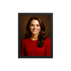 Kate Middleton portrait framed print on a plain backdrop in size 12"x16".
