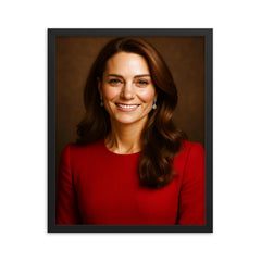 Kate Middleton portrait framed print on a plain backdrop in size 16"x20".