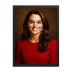 Kate Middleton portrait framed print on a plain backdrop in size 18"x24".
