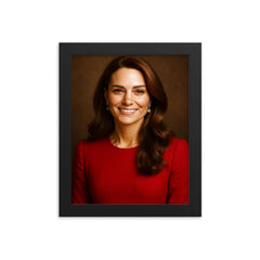 Kate Middleton portrait framed print on a plain backdrop in size 8"x10".