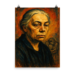 Kathe Kollwitz poster on a plain backdrop in size 8"x10".