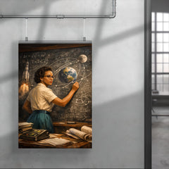 Katherine Johnson calculating trajectories with chalk precision poster 4