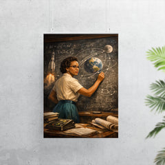 Katherine Johnson calculating trajectories with chalk precision poster 7